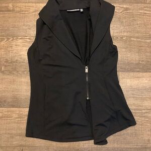 Lisa Rinna Collection Black Sleeveless Zip Vest Blouse